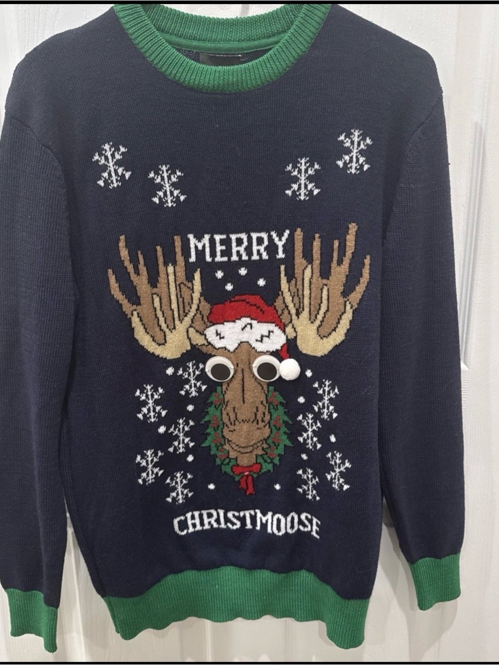 H&M Christmas Holiday Festive Ugly Sweater Party Merry Christmoose Size Small
